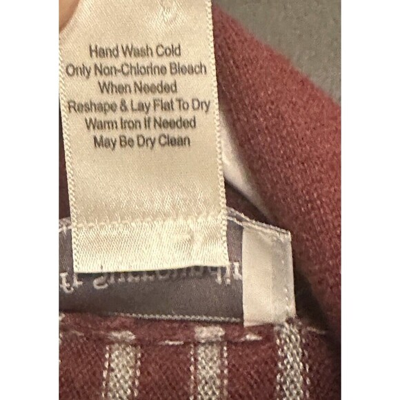 Soft Surroundings Sweater Womens M Cardigan Gray Burgundy Cashmere Angora C4 - Picture 4 of 6